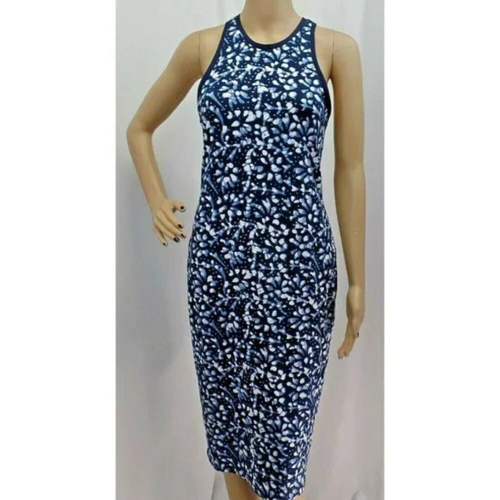 LOFT * BLUE & WHITE ABSTRACT PRINT RACER BACK TANK CASUAL DRESS SIZE: S NWT